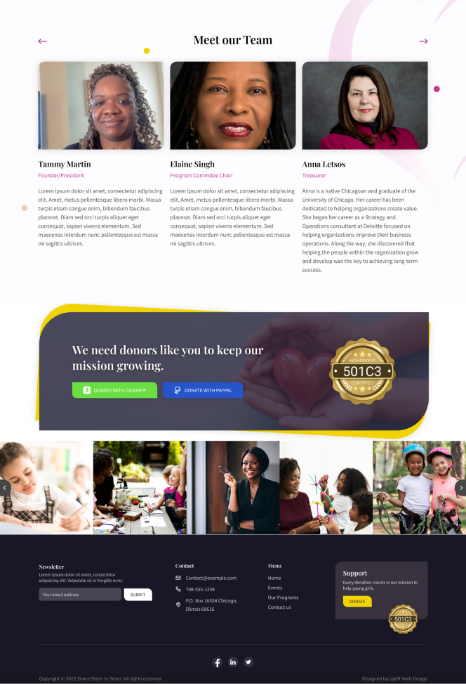 Uplift non profit website
